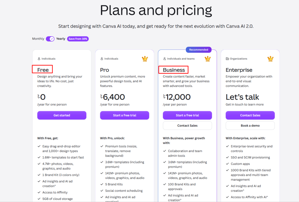Canva AI pricing explained